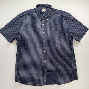 Faherty Shirt Mens 2XL Navy Blue All Over Print Casual Button Down Gorpcore